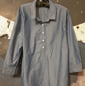 Denim like half sleeve half button up shirt XXL